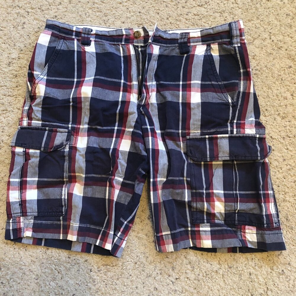 Merona Red/White and Blue plaid Cargo Shorts - Size 34